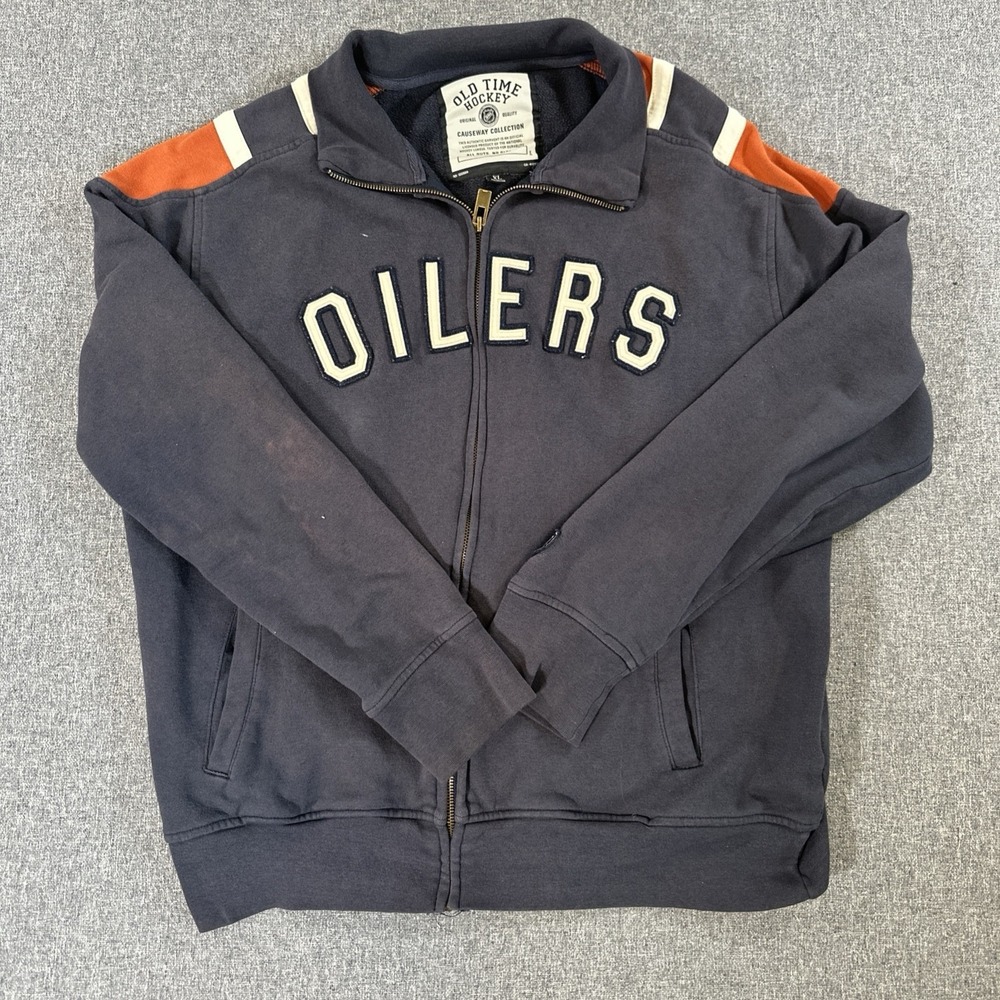 Old Time Hockey Edmonton Oilers Full Zip Jacket NHL Sweatshirt XL